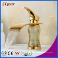 Fyeer New Badezimmer Wasserfall Tap Golden Keramikbecken Wasserhahn